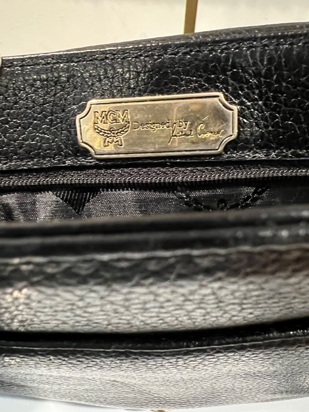 MCM Black Leather Crossbody Bag with Gold Accents - Picture 11 of 15